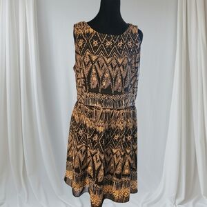 AGB Black and Gold Geometric Mini Dress
